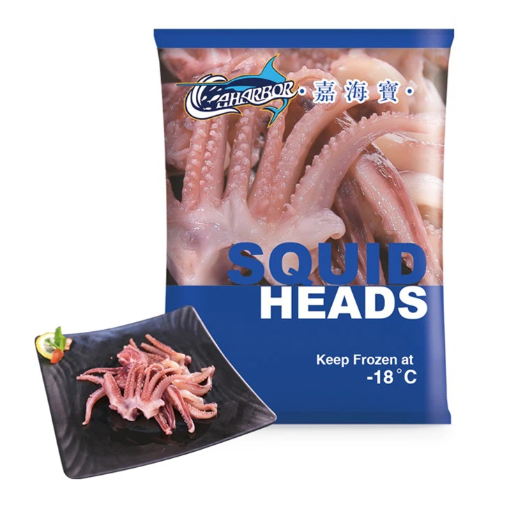 Tentáculo de cabeza de calamar pequeño congelado